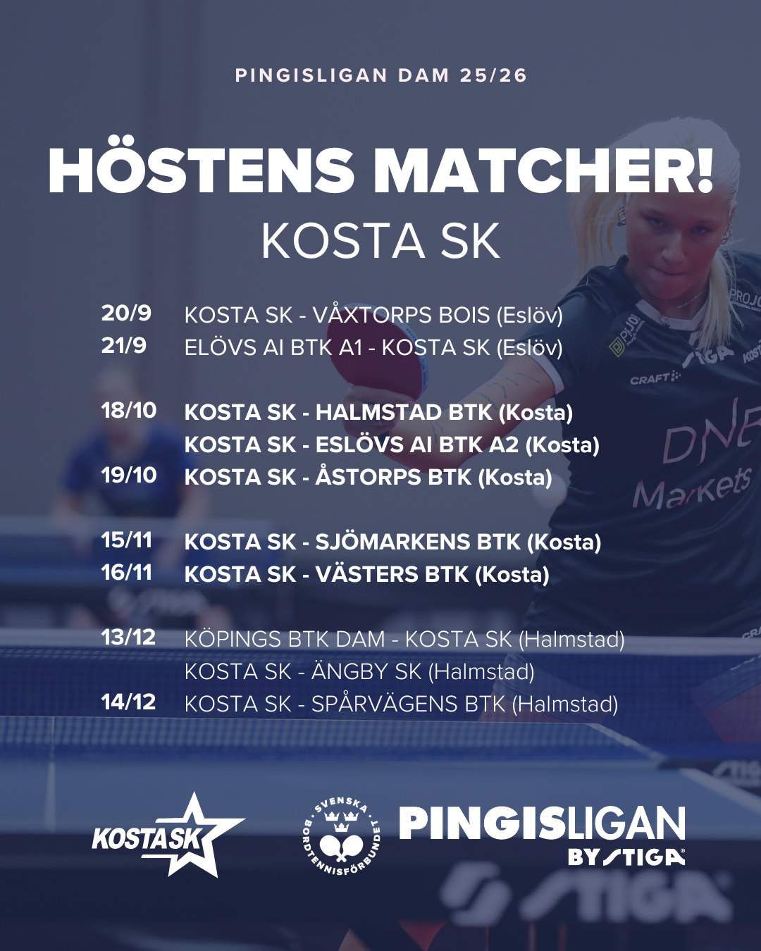 Schema för höstens matcher