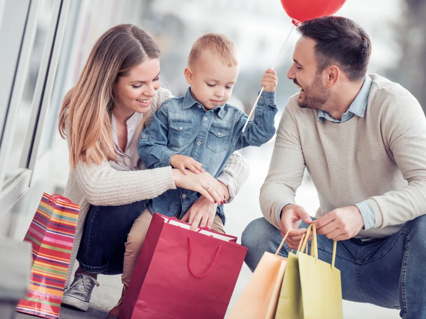 Familj shopping